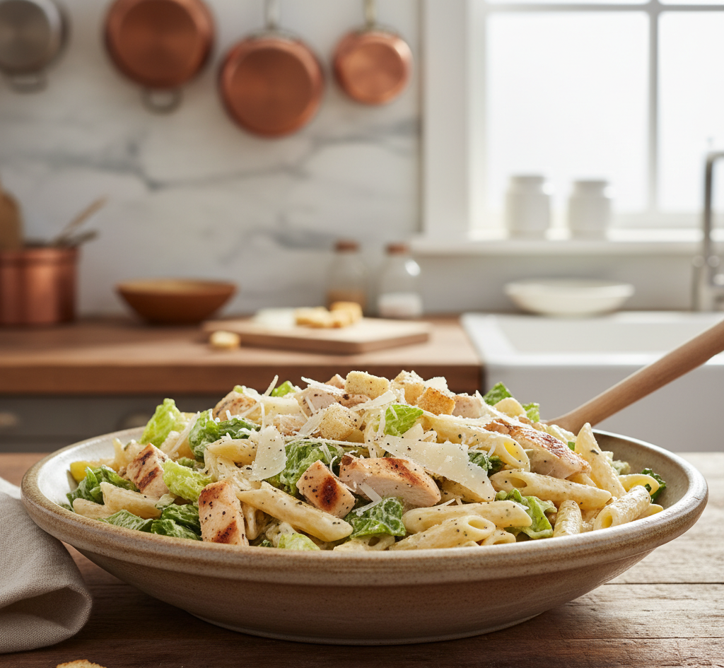If you’re looking for a crowd-pleasing dish that’s both comforting and refreshing, this creamy chicken Caesar pasta salad is exactly what you need. It combines everything you love about a classic Caesar salad—crisp romaine, savory dressing, and Parmesan cheese—with hearty pasta and tender chicken for a satisfying, all-in-one meal.