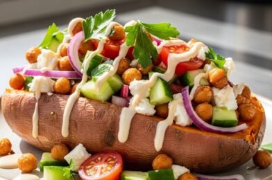 Savory Mediterranean Stuffed Sweet Potatoes: A Flavorful & Easy Delight!