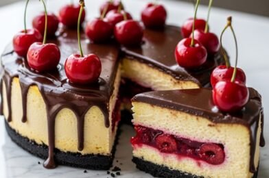 Indulge in Pure Decadence with This Black Forest Cheesecake Bliss 🍒🍫