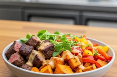 BEST RECIPE for Healthy Steak Bites with Sweet Potatoes & Peppers | Meal-Prep Bowl