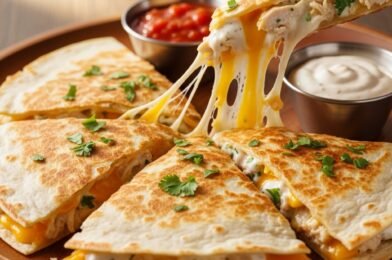Easy Crispy High-Protein Chicken Ranch Quesadilla in Just 10 Minutes!
