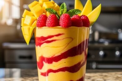 Mango Raspberry Swirl Smoothie – A Refreshing & Vibrant Healthy Drink 🍹