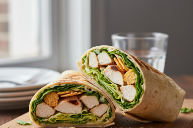 Crispy Grilled Chicken Caesar Salad Wraps Easy Homemade Recipe with Parmesan Crisps