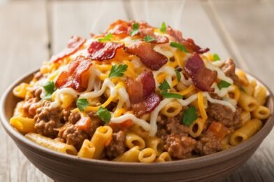 🥓 Loaded Bacon Cheeseburger Pasta – One-Pot Dinner Winner