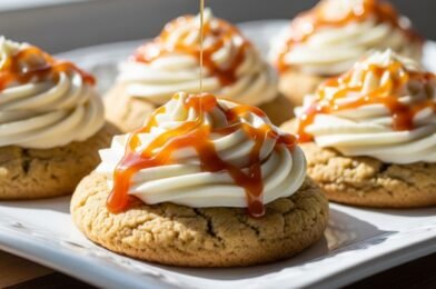 Caramel Cheesecake Cookies with Graham Cracker Crust & Creamy Frosting